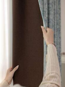 1 Stück, französischer Jacquard-Blatt-Verdunkelungsvorhang für Schlafzimmer, hochwertige luxuriöse Retro-Fensterdekorationsvorhänge für Wohnzimmer - Blau - Übersicht 17