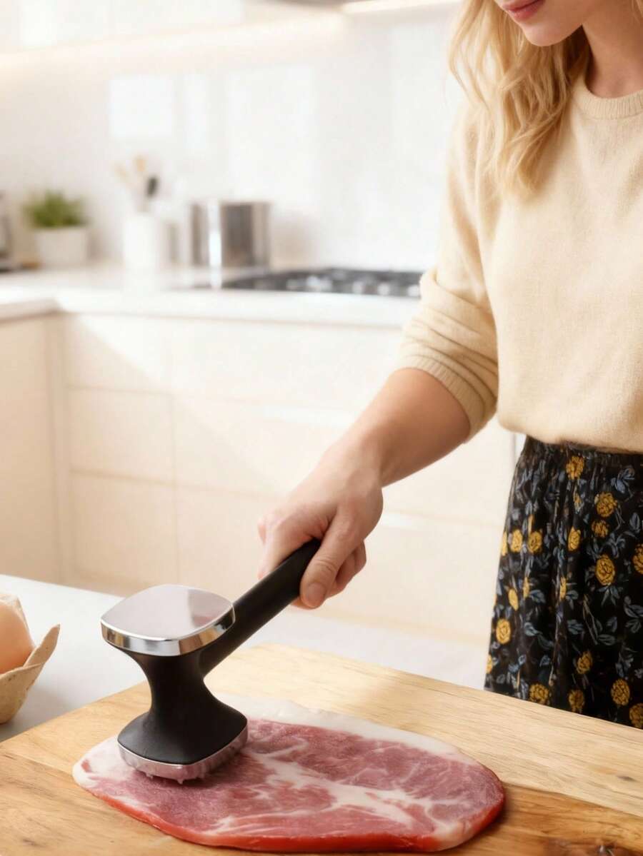 1 pieza Martillo de carne con mango sólido antideslizante de aleación de zinc, multiusos para ablandar bistec, machacar pollo, picar manualmente, minimalista, martillo de carne para la encimera de la cocina, nuevo accesorio de cocina para el Año Nuevo