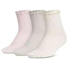 Adidas Ruffle Quarter Socks 3-Pack Sandy Pink/Wonder Alumina/Wonder White JL0831 - 粉紅色中筒襪 - 查看 1
