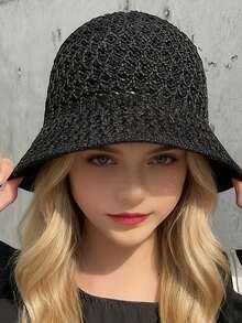 春夏镂空遮阳帽、波西米亚风渔夫帽、透气针织宽檐渔夫帽。防晒百搭，时尚有型，还能修饰脸型，让脸看起来更小。适合购物、外出、度假旅行、通勤、野餐、海滩、夏令营和派对等场合。也是节日、生日、婚礼伴娘礼物、情人节、各种节日、馈赠亲友和纪念品的理想之选。情侣款套装。（多种颜色可选） - A - 查看 14