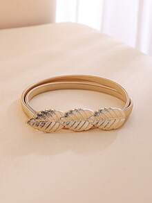1 chiếc thắt lưng mỏng thanh lịch dành cho nữ, khóa cài co giãn bằng kim loại và da, phù hợp với váy, áo sơ mi, quần tây, đi làm, mặc hàng ngày, dự tiệc. - Đai kim loại - Xem 9