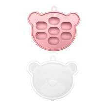 Set de 2 piezas, juguete de dentición con diseño de oso + molde de hielo, alimentador de silicona para frutas y verduras, bandeja congeladora para leche materna, personalizable con nombre, regalo para baby shower - Multicolor - Ver 14