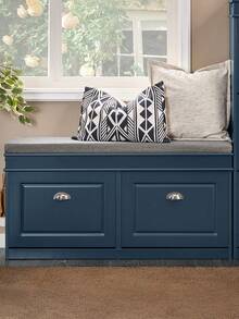 SoBuy Shoe Bench With Seat, Storage Bench With 2 Flaps, Narrow Shoe Cabinet With Seat & Shoe Rack, Space-Saving Shoe Storage For Hallways & Small Rooms, 104x52x24cm, Blue, FSR64-B - Blue - View 3