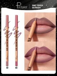 Pudaier 2Pcs Lip Liner Set Waterproof Non-Stick Cup Valentine Gift For All Skin Tones - 02+03 - 查看 7