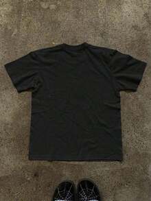 Camiseta casual de manga corta con cuello redondo y estampado de eslogan de carreras callejeras para hombres - Negro 11 - Ver 2