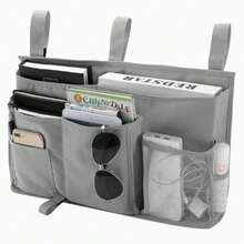 Double-Decker Bed Storage Bag, Hanging Bed Storage Bag, 8-Compartment Storage Bag, Suitable For Student Dormitories, Hospital Beds, Crib Rails, Hanging Bed Storage Bag, Multi-Compartment Hanging Bed Storage Bag, Hanging Storage Bag For Bunk Beds In Student Dormitories, Bed Storage Bag - Grey - View 9