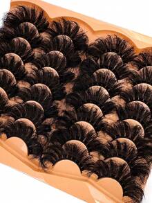 14 Pairs Thick, Elegant D-Curl Fluffy Faux Mink Eyelashes, 3D Natural Looking Soft Curly False Lashes, Russian Volume Dramatic Messy Mink Lashes, Smart Full Strip Lash Extensions For Daily And Party Use, Reusable Beauty Makeup Gift - 濃密款 - 查看 6