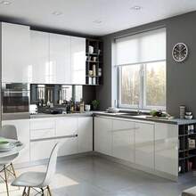 40cm X 500cm White Glossy Self-Adhesive Wallpaper, Removable Peel And Stick Plastic Paper, Upgraded Vinyl Film Roll, Suitable For Countertops, Kitchen, Wardrobe, Removable Furniture Sticker - Solid Color - View 2