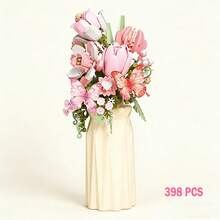 529/418/398/329 Pcs Flower Bouquet Building Blocks DIY Set, Architecture Toy Bricks, Vase Included, Birthday/Valentine's Day Gift For Adult Women, Floral Hobby Enthusiasts - Multicolor - View 4