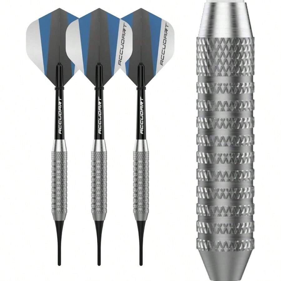 Soft Tip Dart Set 1.0 - Nickel Plated Steel - Knurled Patterned Grip - Polycarbonate Shaft - Standard Shape Flights - Initial - View 1