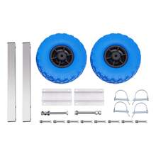 SHIOUCY Blue Stainless Steel Inflatable Boat Trailer Wheels, 9.84" Tire 330.7lbs Max Load Boat Launching Wheels For Beach Short Distance Moving - Azul - Ver 11