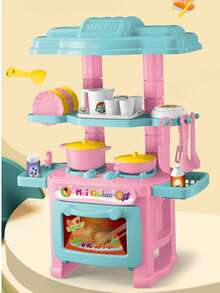儿童逼真厨房玩具套装，迷你烹饪用具玩具套装，精细逼真的厨具玩具，适合幼儿和儿童 - 彩色 - 查看 2
