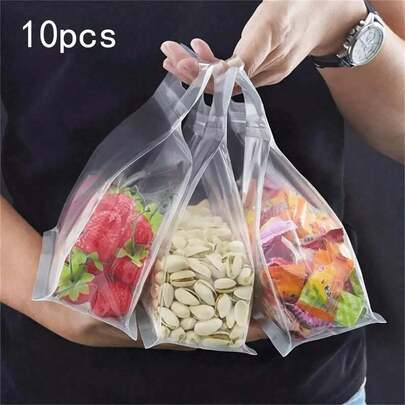 10pcs Reusable Silicone Food Storage Bags, Suitable For Nuts, Grains, Vegetables, Fruits And Snacks, Kitchen Organization, Food Bags, Travel Storage Containers, Vacuum Seal Bags, Fridge Preservation Bags, Resealable Transparent Party Favor Bags, Suitable For Travel And Home Kitchen