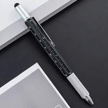 6 合 1 多功能工具笔，一体式技术笔，配有平头和十字螺丝刀、圆珠笔、触控笔、尺子、水平仪 - 彩色 - 查看 4