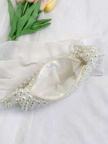 Oaoleer 1pc Women's Pearl Purse White Pearl Handbag Hobo Bag For Evening Handbag Shoulder Bag Wedding Party Bridal Clutch Purse - 彩色 - 查看 8