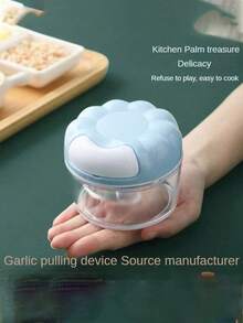 1pc Multifunctional Kitchen Manual Garlic Grinder, Meat Chopper, Kitchen Tool, Kitchen Vegetable Chopper, Multifunctional Manual Food Processor Vegetable Chopper, Portable Pull Cord Garlic Grinder Onion Chopper - Multicolor - View 4