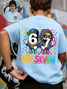 67 And 67 Puzzle Design T-Shirt For Preteen Boys, Italian Riddle T-Shirt Suitable For Math Puzzle And Video Game Enthusiasts - Black - View 5