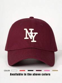 1 Pc Adjustable NY Embroidered Baseball Cap Y2K Sunscreen Hat For Spring Autumn Beach Travel - 黑色 - 查看 5