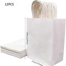 50pcs Kraft Paper Gift Bags, Kraft Paper Drawstring Bags - 21 X 11 X 27 Cm With Handles - Gift Bags -- Suitable For Birthday, Wedding, Christmas And Party Celebrations - Multicolor - View 16