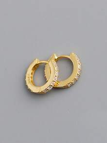 1 par de pendientes elegantes, joyería de alta calidad, uso diario para mujer, regalo de cumpleaños, diseño de ojo con incrustaciones de circonita - Amarillo Oro - Ver 6