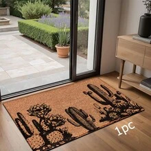 1pc Cactus Pattern Printed Rug, Faux Wool Mat - Highly Absorbent, Easy To Clean, Suitable For Home Decor, Farmhouse, Entryway, Indoor, Room, Kitchen, Dining Room, Small Office/Home Office, Sink, Laundry Room, Doormat, Kitchen Mat, Non-Slip Mat - Multicolor - View 12