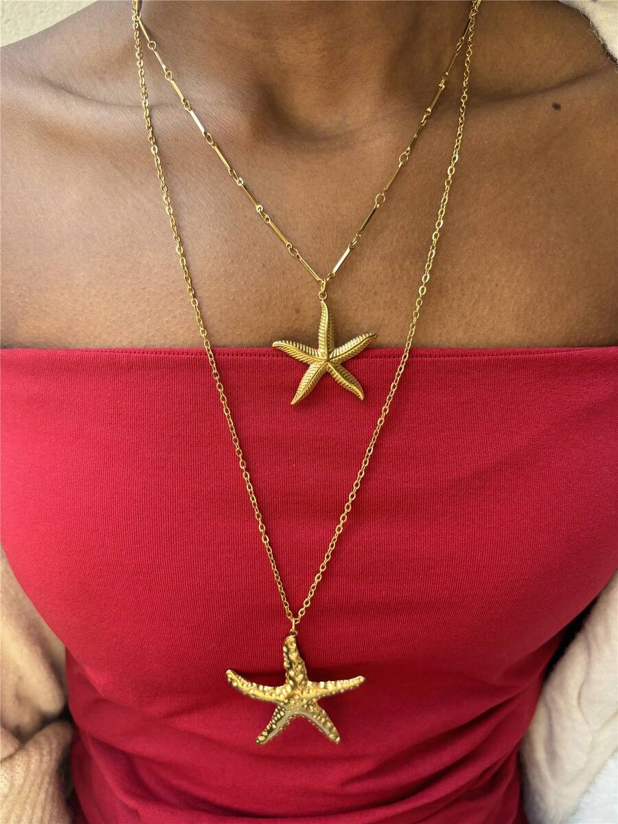 Fashionable Minimalist Stainless Steel Starfish Necklace, Summer New Arrival - Necklace - View 1