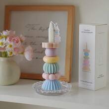 1pc Colorful Geometric Candle, Nordic Style Sculpture Candle, High-Quality Soy Wax, Candle Adopts Stackable Modular Design, Suitable For Home Decor, Proposal, Wedding Decoration, Party Decor,Photography Props, Creative Gifts,Birthday Gifts,Cute Decor - A - View 6