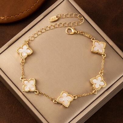 1pc Clover & Flower Pendant Delicate Luxury Hand Jewelry (Excluding Gift Box)