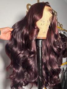 34 Inch 200% 99J Burgundy Body Wave 13x4 Transparent Lace Frontal Human Hair Wigs Pre Plucked With Baby Hair Wine Red 99J Colored Lace Front Wig For Women - S99J - 查看 2