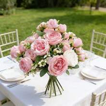 These 6 Artificial Peony Flowers Are Lifelike And UV-Resistant. They Are Perfect For Indoor Home Decoration, Outdoor Garden Decoration, Wedding Decoration, And Valentine's Day Decoration, Making Them The Best Gift Choice. - Hua-005-6-baifen - View 2