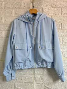 Women's Windbreaker Bomber Jacket - 淺藍色ZY1003 - 查看 1