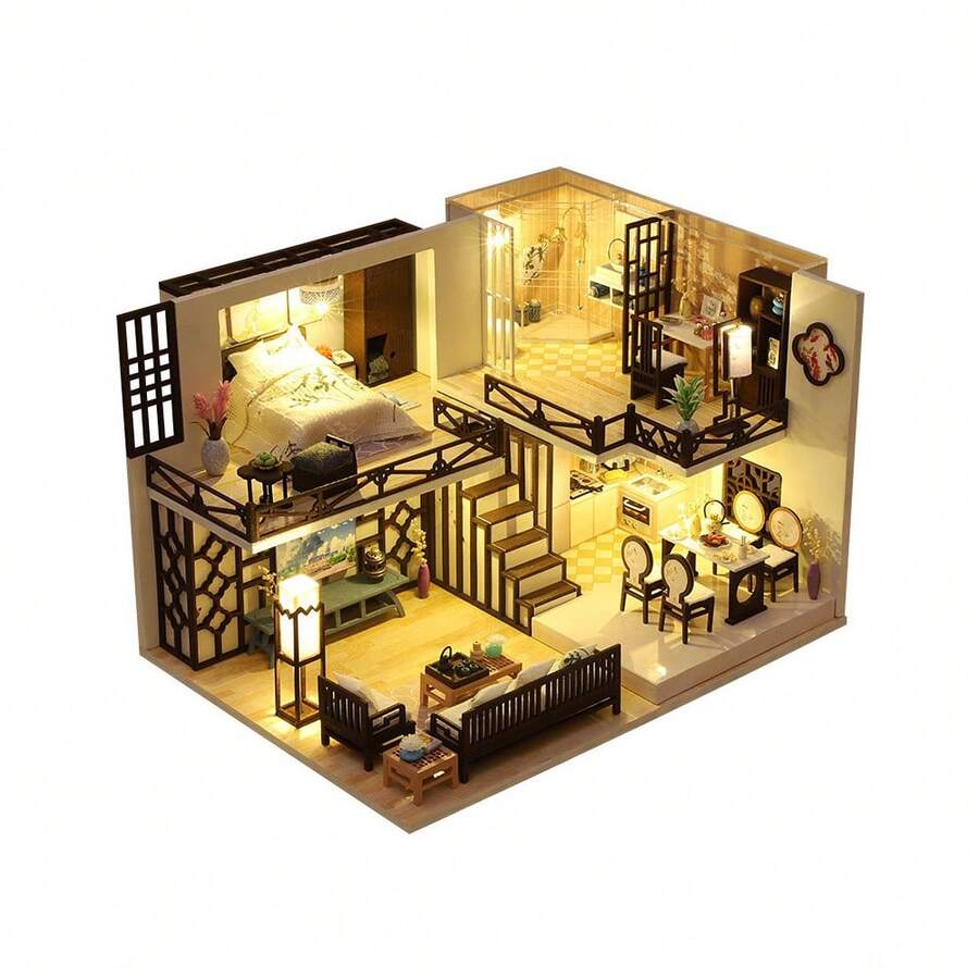 Miniature House Kit For Adults, Mini House Building Kit, DIY Kit For Adults, Wooden Dollhouse Kit For Birthdays And Christmas M033-B - A - View 1