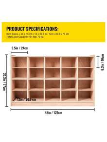 Cubby Mobile Tray Storage Cabinet, 20-Compartment Cubby Storage Shelf, Cubby Storage Cabinet 4 X 5, Classroom Cubbies, Classroom Furniture For Home, Daycare And Preschool, Natural - Apricot - View 7