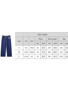 Women's Baggy Sweatpants Stylish Letter Print Mid Rise Wide Leg Drawstring Trousers For Fall And Winter - Burgundy - View 7