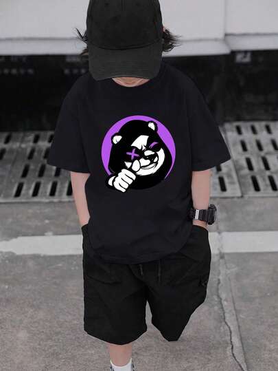 Tween Boys Solid Color Crew Neck Ribbed Short Sleeve Knit T-Shirt, Casual Spring/Summer Top