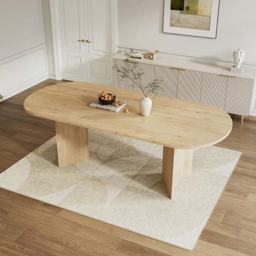 Extendable Dining Table 160/200 X 90 Cm, Ideal For 6 To 8 People, With Rounded Corners And A Thick Top. Simple Style, Oak Finish. - 橡木色 - 查看 1