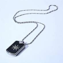 Black Square Quantum Pendant Necklace Anti Radiation Volcanic Stone Anion Energy Necklace For Daily Wear - màu đen - Xem 3