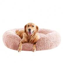 Calming Dog Beds For Large Dogs, Faux Fur Donut Cuddler Dog Bed, Round Fluffy Pillow, Washable Pet Bed For Dogs Up To 80Lbs, 36inch - Hồng - Xem 1