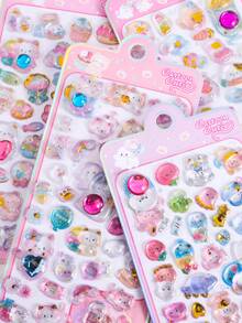 3D Cute Animal Rhinestone Stickers - Cartoon 3D Stickers, Fun Sparkling, Reusable, Great For Decorating Scrapbooks, Planners, Diaries, Notebooks, Phone Cases (Rhinestone Color Random) - Multicolor - View 3