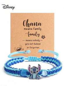 1条可爱卡通史迪奇吊坠编织手链，经典时尚水晶串珠手链，男女皆宜，蓝色史迪奇设计，派对礼物配饰，卡通风格友谊手链，新款奢华女士手链配饰 - 彩色 - 查看 2