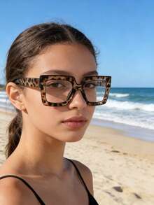 4 Pairs Oversized Fashionable Minimalist Style Fashion Glasses For Girl, Suitable For Daily Wear, Outdoor Activities, Spring Travel, Camping, Etc. - 彩色 - 查看 5