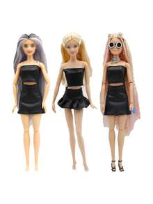 30cm 1/6 PU Leather Bandeau Short Skirt Doll Clothes Set Daily Wear 11.5 Inch Doll Accessories Top + Skirt Doll Not Included - Multicolor - View 1