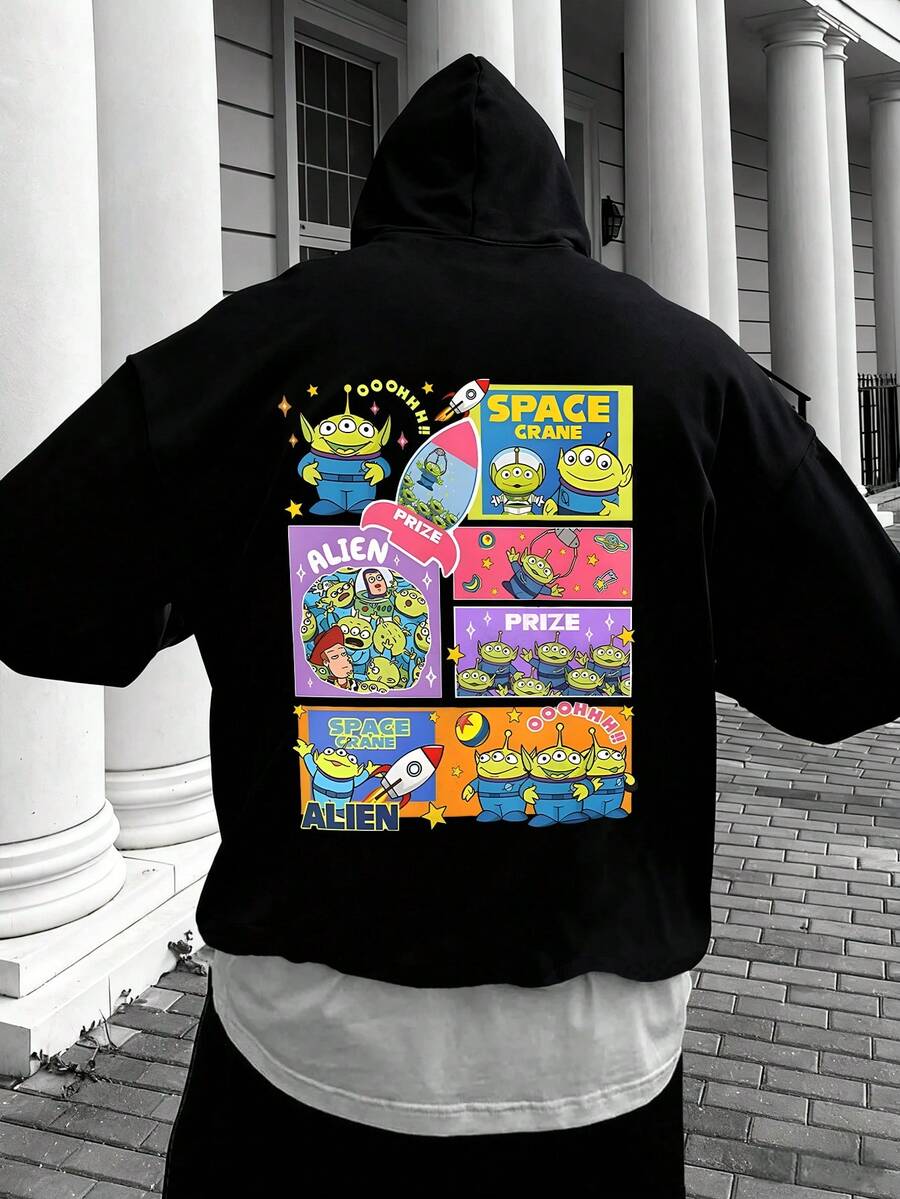 Disney Men's Casual Hoodie, Three Eyed Boy From Toy Story, With Rich Colors, Suitable For Fans Of Toy Story And Children's  Enthusiasts - màu đen - Xem 1