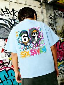 67 And 67 Puzzle Design T-Shirt For Preteen Boys, Italian Riddle T-Shirt Suitable For Math Puzzle And Video Game Enthusiasts - Black - View 3