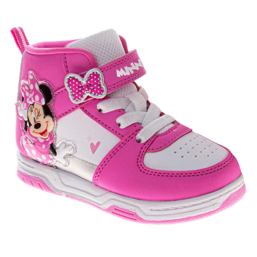 Disney Minnie Mouse Girls' Pink High Top Sneakers (Toddlers Sizes 6-10/Little Kids Sizes 11-12) - 粉色 - 查看 1
