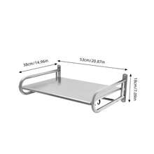 Aohuada Stainless Steel Microwave Oven Rack With 6 Hooks, 53CM Single Tier Wall Mounted Shelf For Kitchen Storage, Durable & Easy Clean, Space Saving Organizer For Microwave Oven - A - View 4