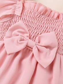 4pcs/Set, Baby Girl, Casual Fashion Elegant Cute, Soft And Comfortable, Strawberry Pattern Square Neck Ruffle Strap Romper And Headband And Bow Decor Headband, Baby Girl Clothing, Newborn Baby Girl Clothing, Baby Supplies, Baby Clothing, Suitable For Summer Daily Wear, Party, Vacation, Home, Photography, Outdoor Activities - Multicolor - View 7