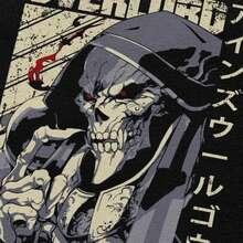Custom Anime Skull Overlord Tshirts For Men Short Sleeves Casual T Shirt Ainz Ooal Gown Skeleton T-Shirts Pure Cotton Tees Gift - 黑色 - 查看 5