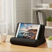 Soft Tablet Pillow Stand For Lap, Portable Phone Holder With 3 Adjustable Viewing Angles For Home Office - Negro - Ver 2