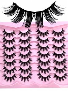 14 Pairs Cartoon Mink Eyelashes, Cat Eye Lashes, Natural Full False Eyelashes, Dramatic Lashes, Suitable For Daily Life, Wedding, Date, Party, Music Festival And Halloween - 尖尾漫畫款 - 查看 2